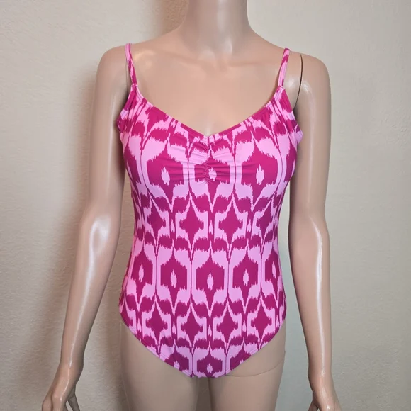 LOFT Beach Women's $99 Cinched Front One Piece Swimsuit Pink  size Medium - Picture 5 of 10